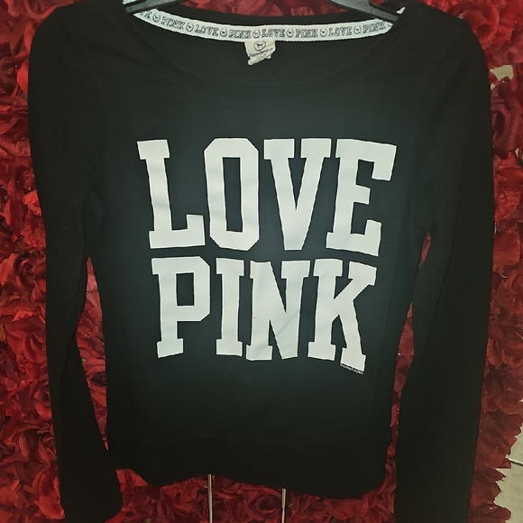 PINK Victoria's Secret Black Graphic Sweatshirt - Picture 1 of 5